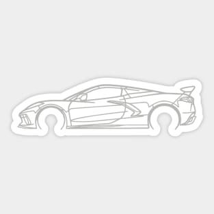 Grey C8 Corvette Racecar Side Silhouette Outline Hypersonic Grey Supercar Sports car Racing car Sticker